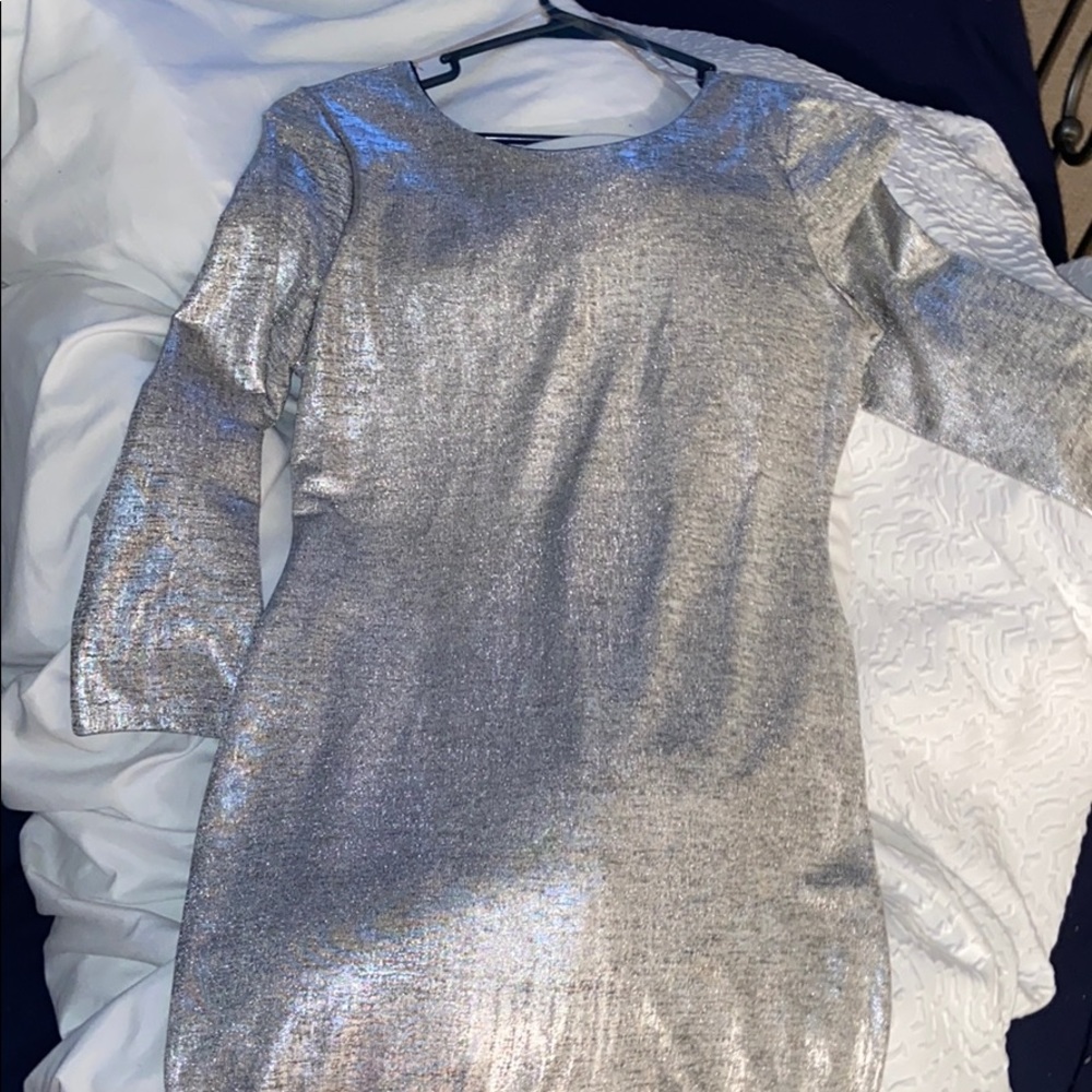 Silver bodycon midi dress